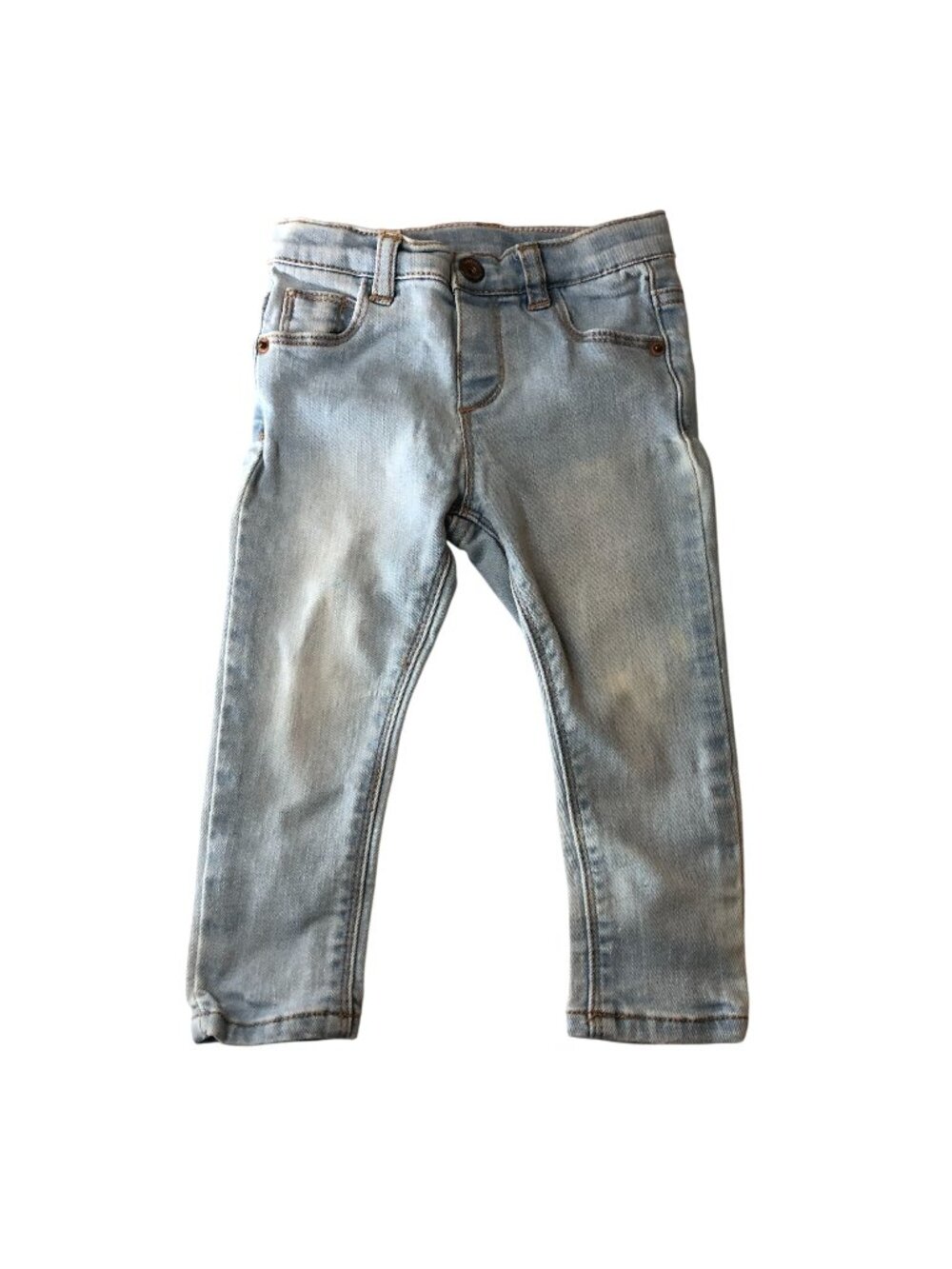 Zara Baby Girl Denim Jeans Light Wash 9/12 Months Cotton Blend Elastic Waist